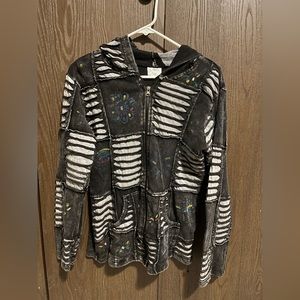 Faded flower patterned zip up light hoodie size S/M